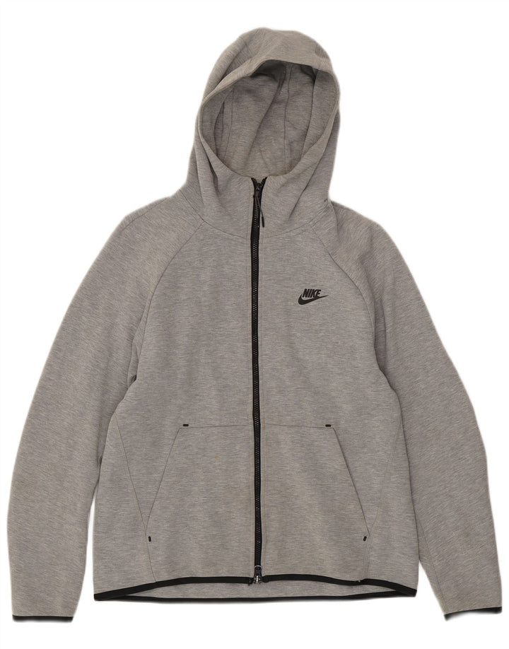 Nike - Sudadera con capucha y cremallera para hombre, algodón gris medio