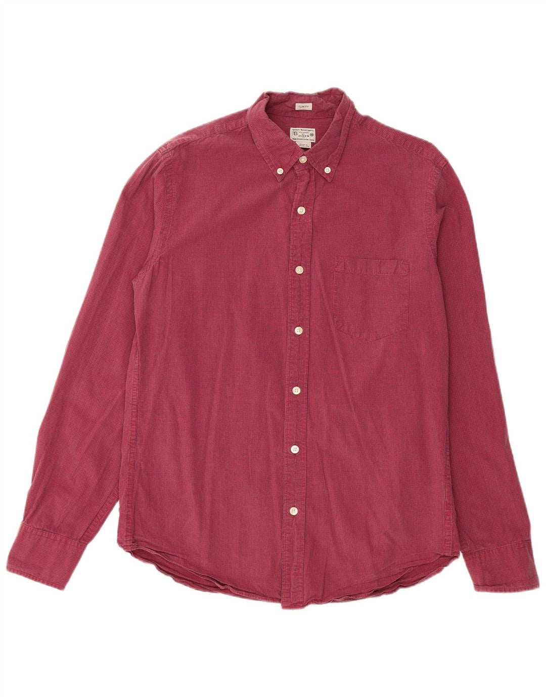 J. CREW Camisa ajustada a medida para hombre de algodón a cuadros rojos medianos