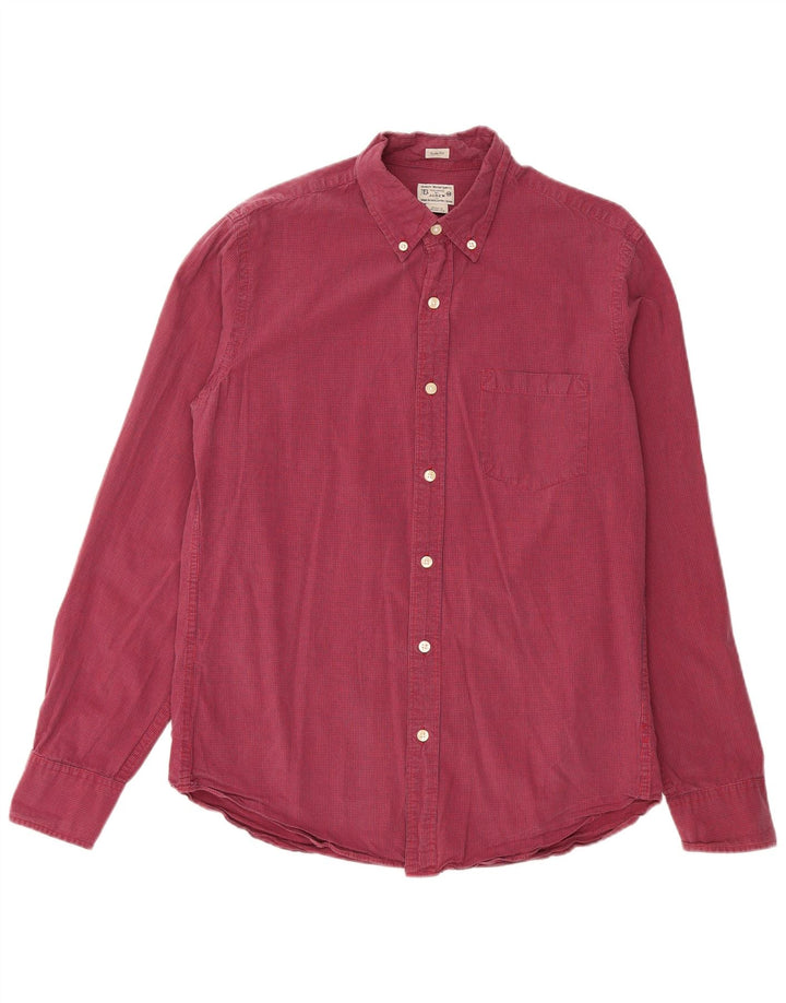 J. CREW Camisa ajustada a medida para hombre de algodón a cuadros rojos medianos