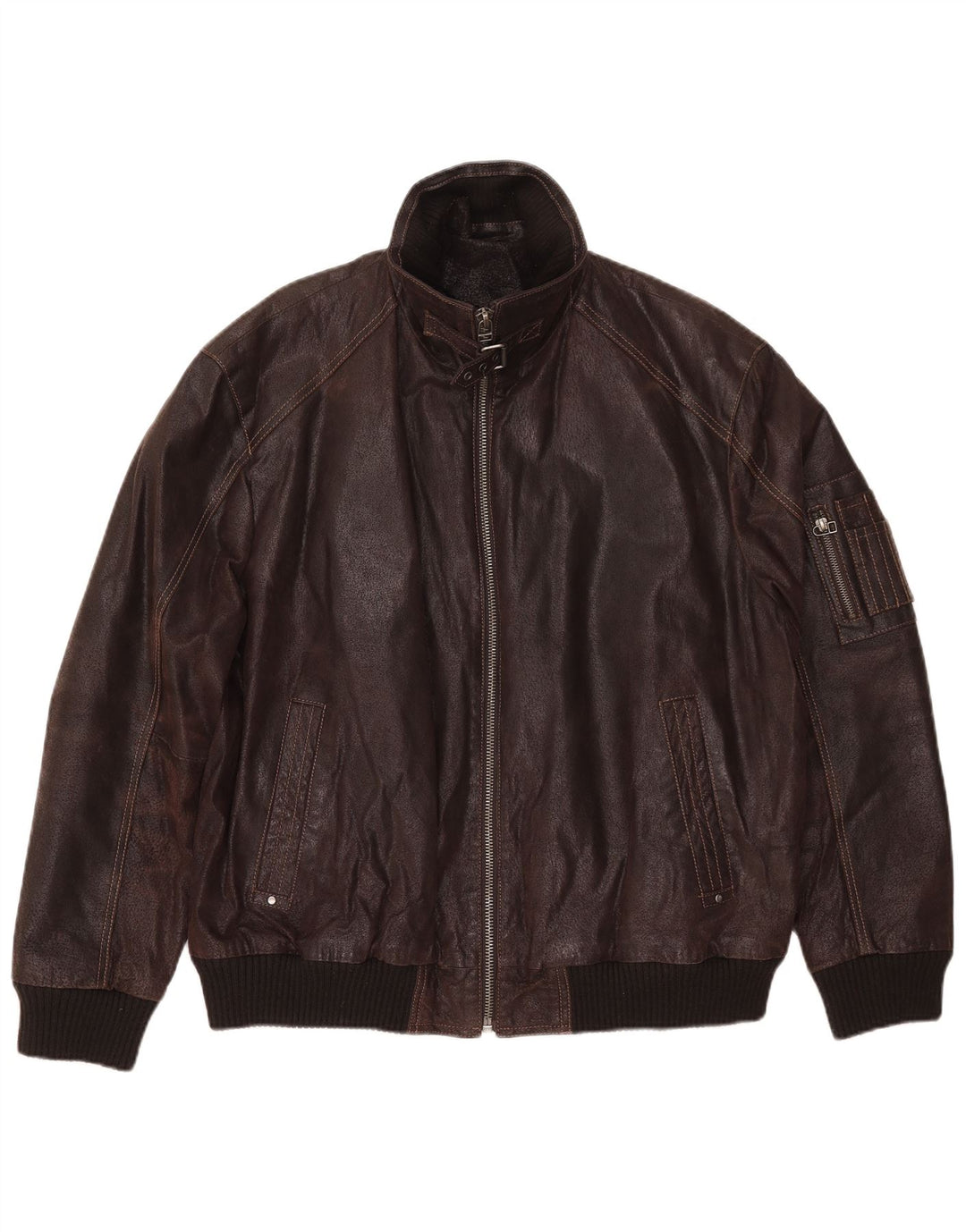 VINTAGE Chaqueta de cuero para hombre IT 56 3XL Cuero marrón