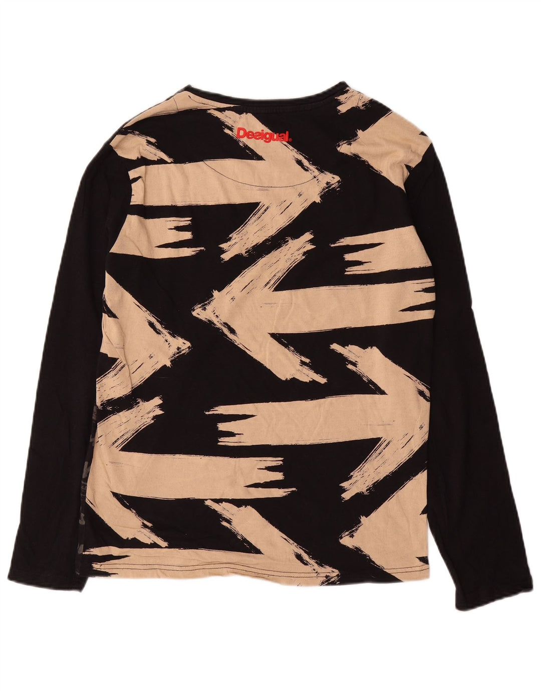 Desigual Hombre Top Gráfico Manga Larga Algodón Negro Mediano