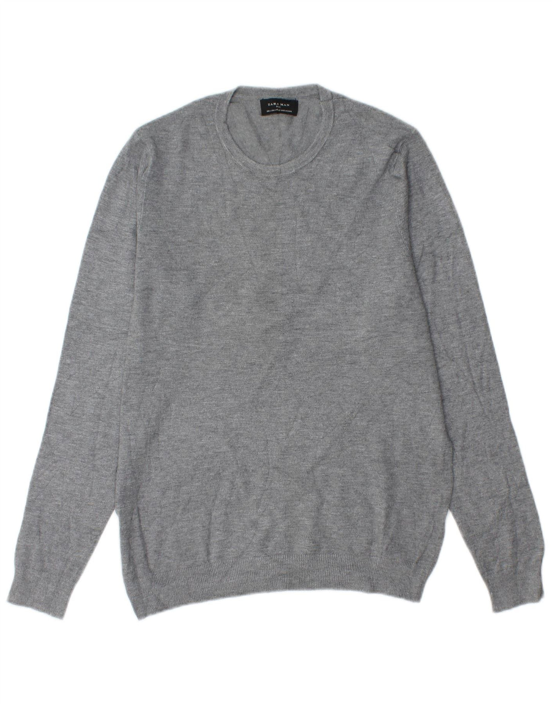 ZARA Hombre Jersey Cuello Redondo Jersey Grande Viscosa Gris