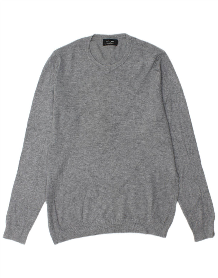 ZARA Hombre Jersey Cuello Redondo Jersey Grande Viscosa Gris