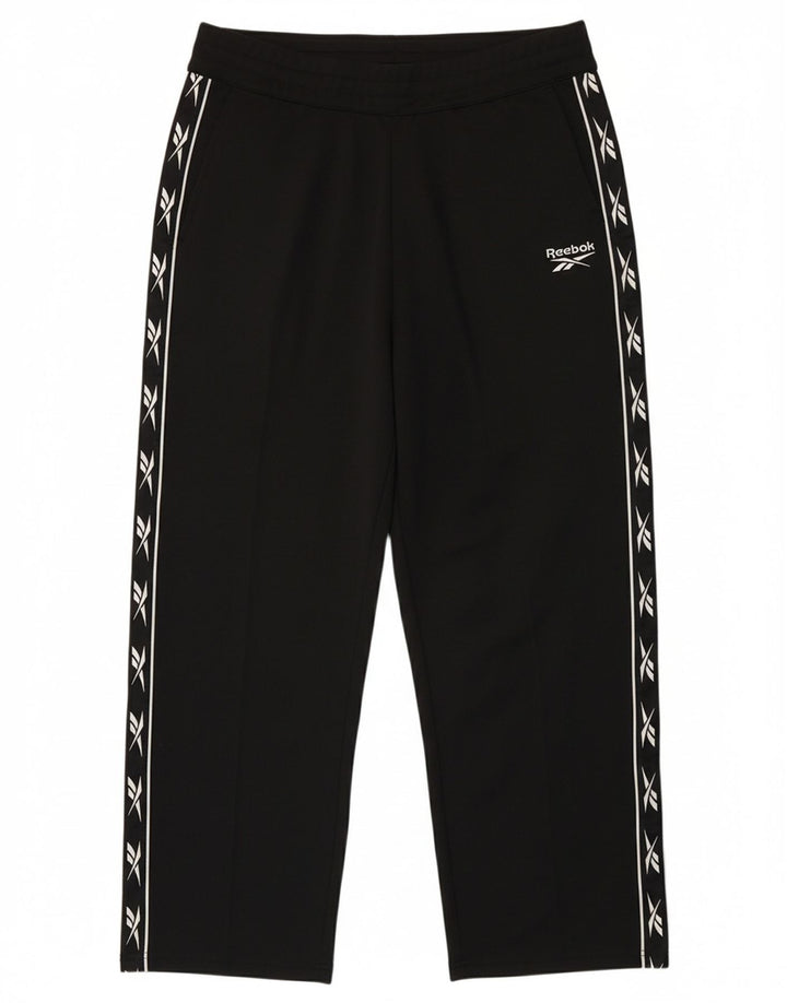 REEBOK Womens Graphic Tracksuit Trousers UK 14 Medium  Black Polyester