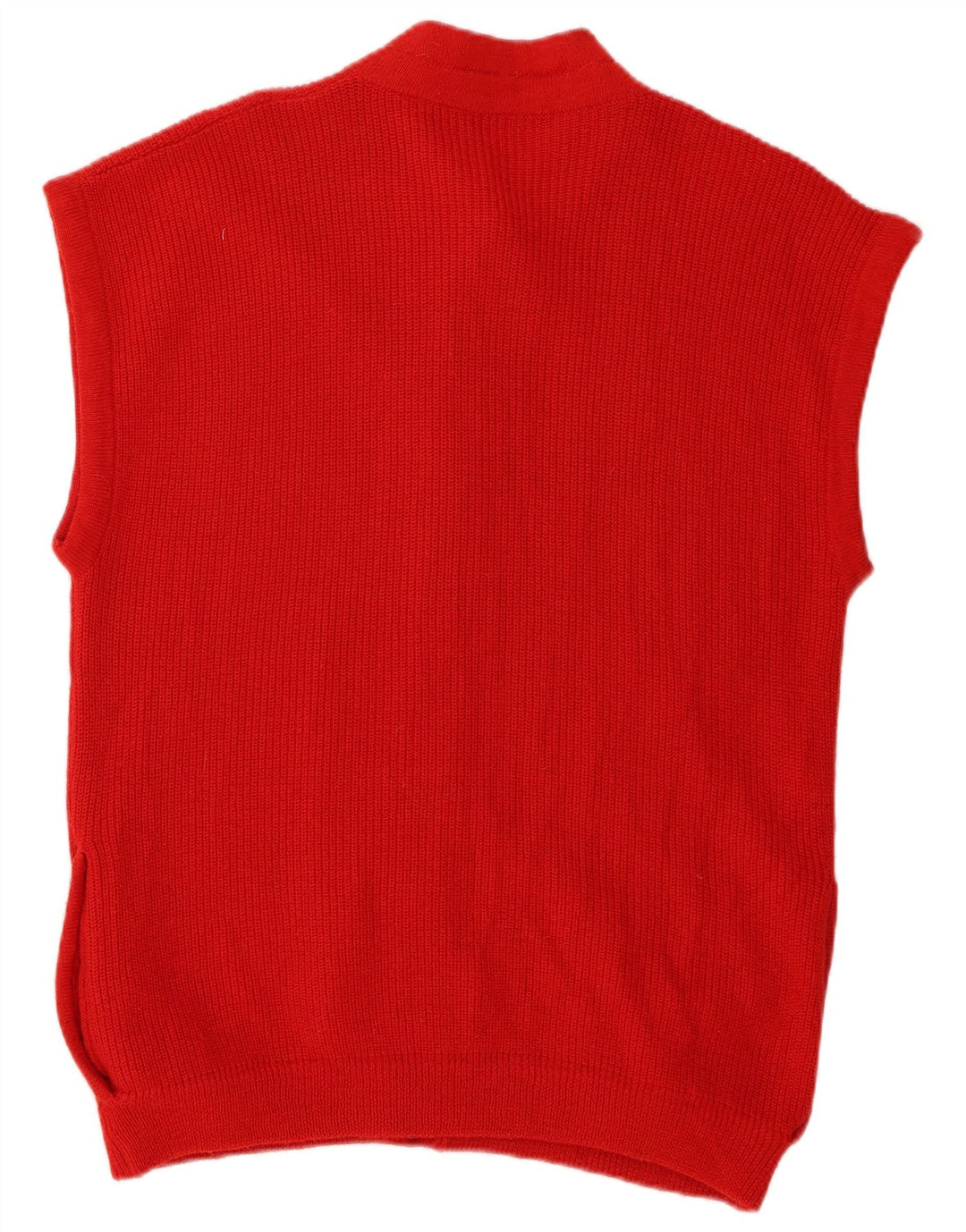 Vintage hombres sin mangas cardigan suéter medio rojo