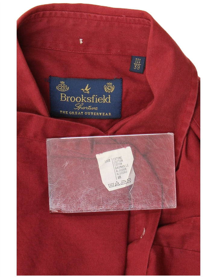 Brooksfield Camisa para hombre Talla 39 Algodón granate mediano