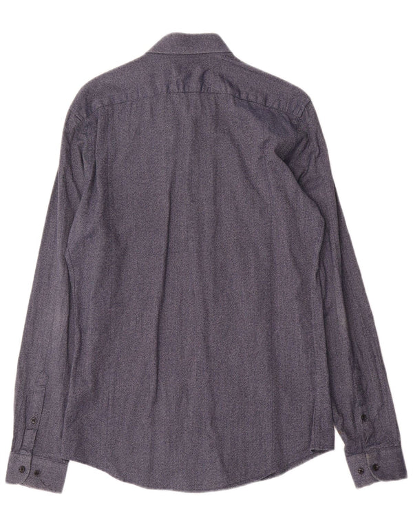 Camisa Reiss Slim Fit De Algodón Azul Marino Medio
