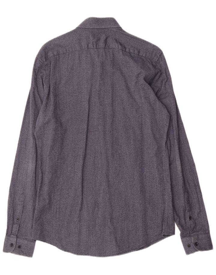 Camisa Reiss Slim Fit De Algodón Azul Marino Medio