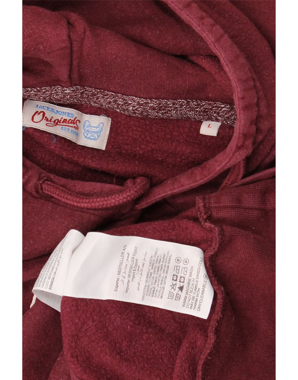 Jack & Jones Hombre Graphic Hoodie Jumper Large Borgoña Algodón