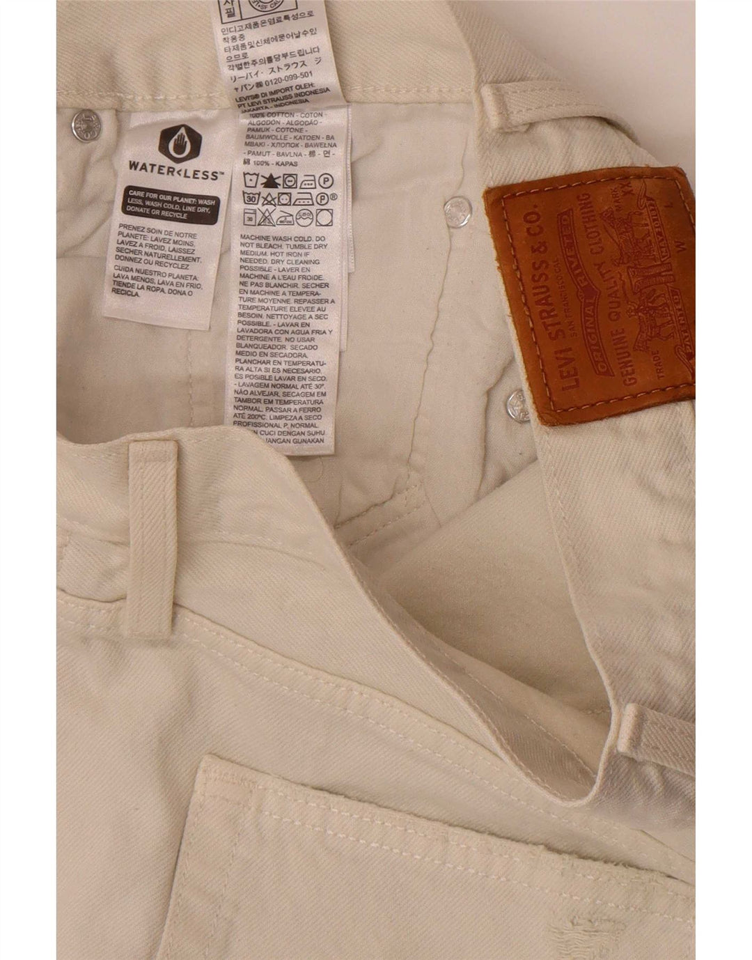 Levi's Mujer 501 Pantalones Cortos De Mezclilla Desgastados W30 Medio Algodón Blanco Roto