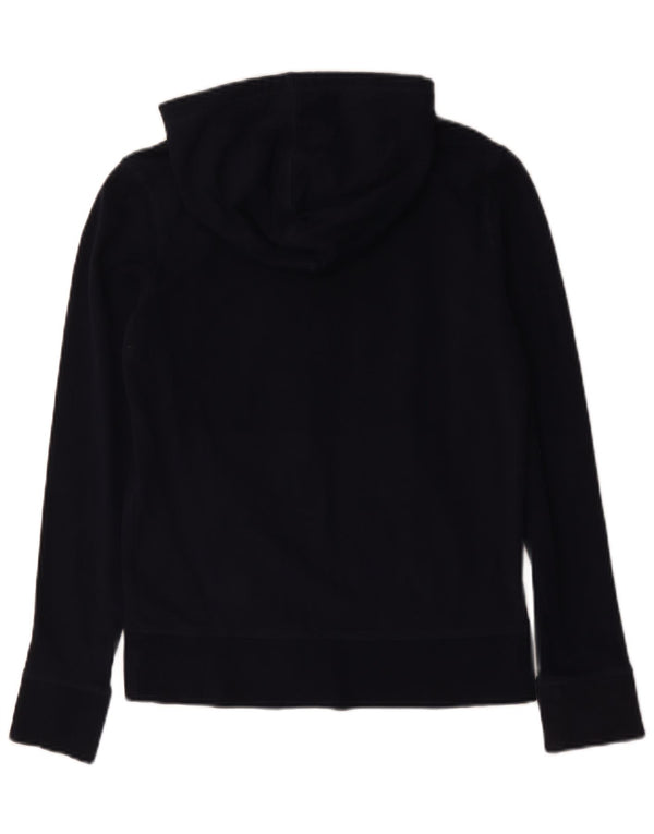 Marks & Spencer Womens Zip Hoodie Sweater UK 12 Medium Navy Blue Cotton