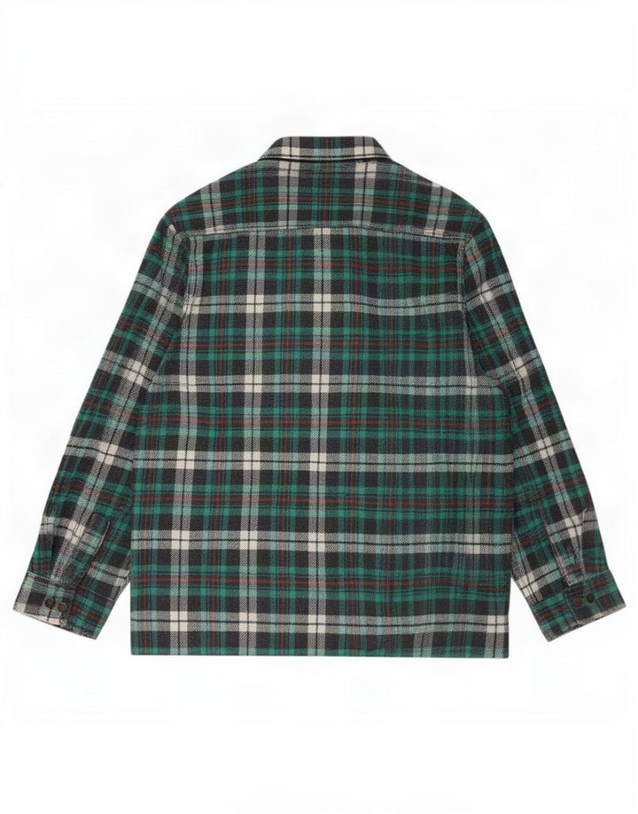Camisa de franela vintage para hombre XL cheque verde