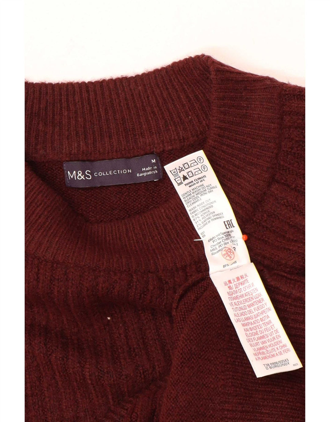 Marks & Spencer - Jersey de cuello redondo para mujer, talla 40, tamaño mediano, color burdeos