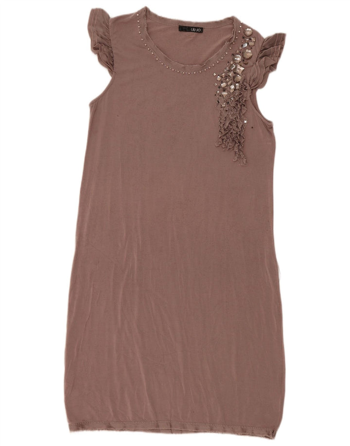 Liu Jo Vestido recto sin mangas para mujer IT 46 Large Marrón Modal