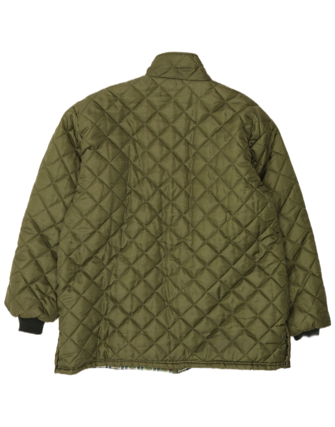 VINTAGE Chaqueta acolchada para hombre Reino Unido 42 XL Poliéster caqui