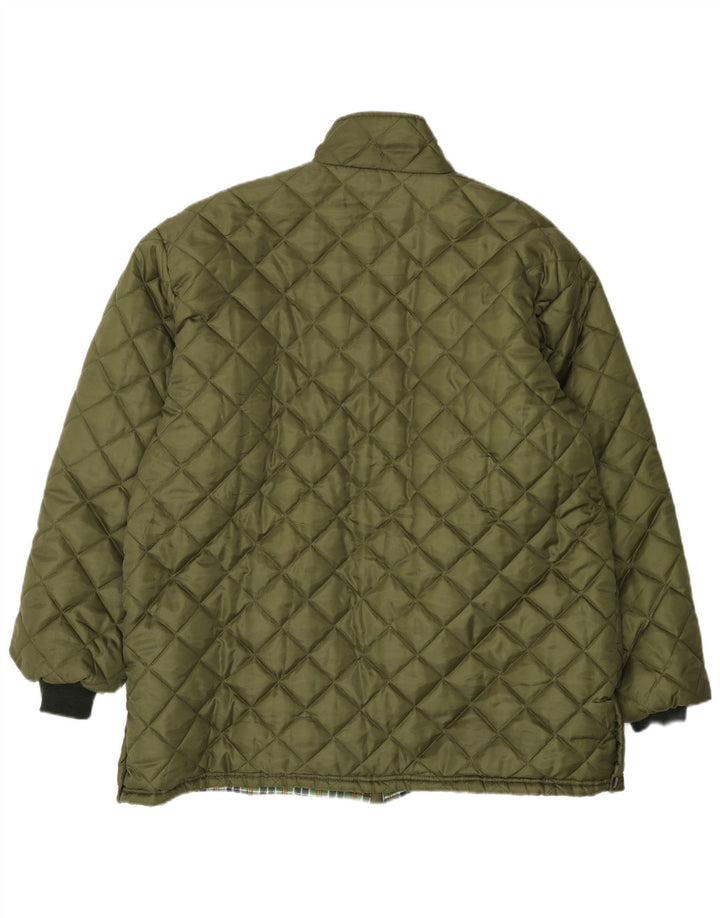 VINTAGE Chaqueta acolchada para hombre Reino Unido 42 XL Poliéster caqui
