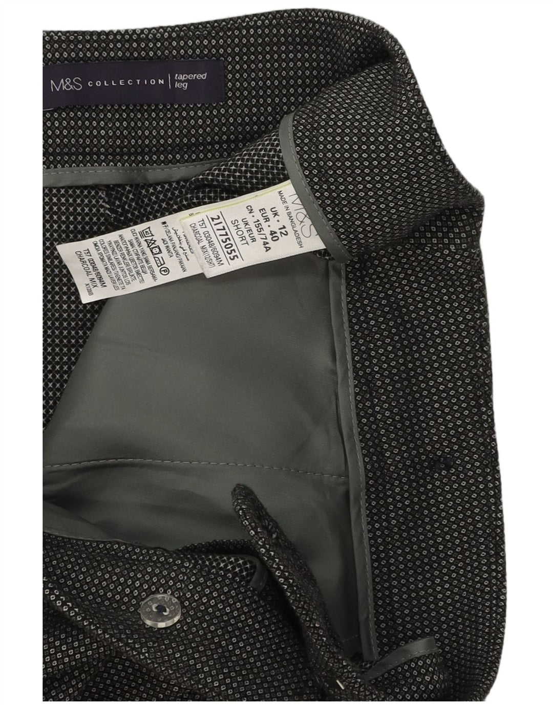 Marks & Spencer Pantalones cortos de traje para mujer UK 12 Medium W34 L26 Grey Check