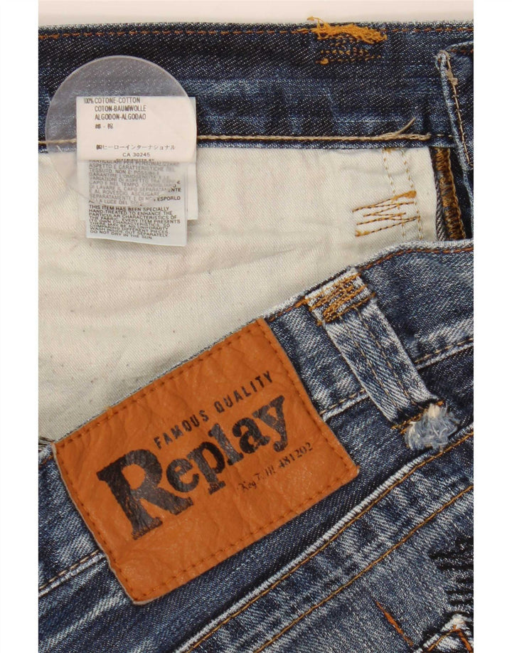Replay Pantalones cortos de mezclilla para hombre W34 Algodón azul grande