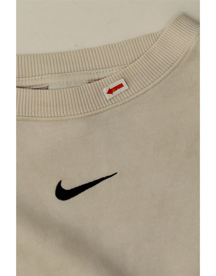 Nike Mujer Crop Oversize Sudadera Jumper UK 14 Medium Off White Algodón