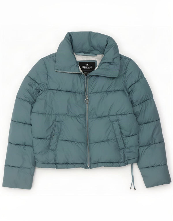 Hollister Mujer Chaqueta Acolchada Extragrande UK 10 Small Poliéster Azul