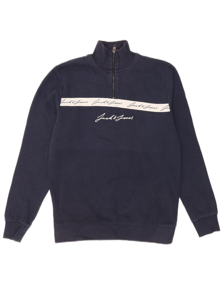 Jack & Jones Hombre Sudadera Gráfica Jumper Medium Azul Marino Colorblock