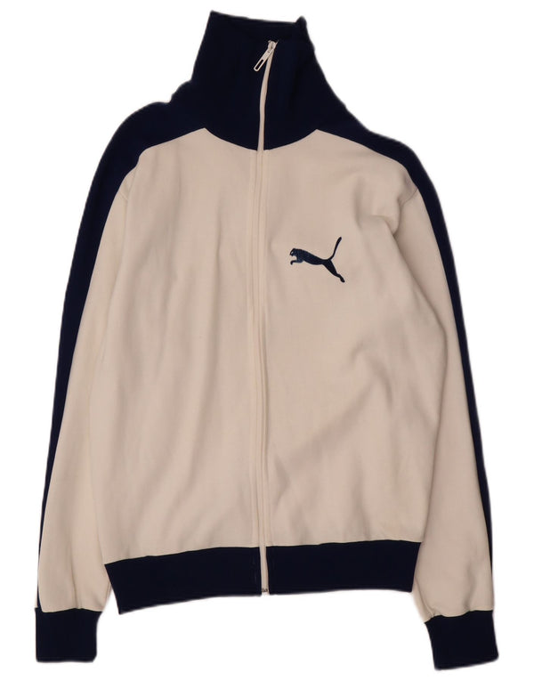 Puma Mujer Gráfico Chándal Top Chaqueta UK 40 Grande Blanco Colorblock