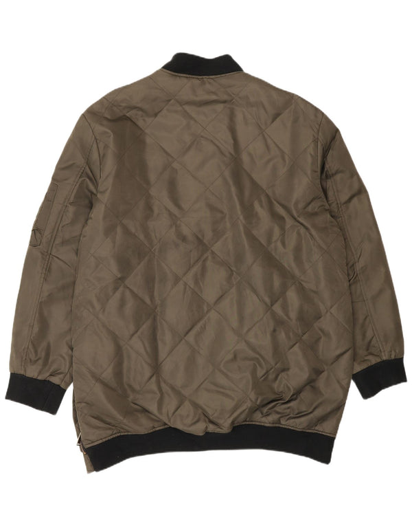 Zara Hombre Cazadora Bomber UK 42 XL Caqui Colorblock Poliéster