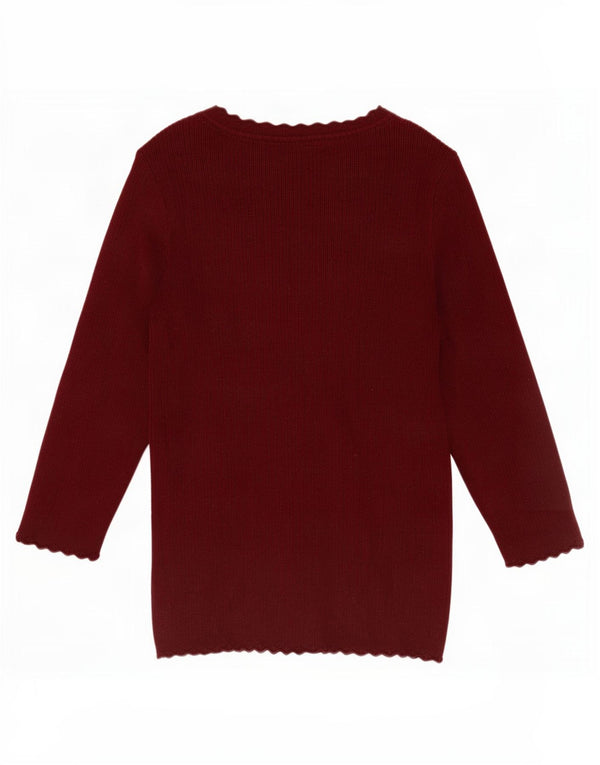 Fat Face Suéter tipo jersey con cuello barco y manga 3/4 para mujer UK 40 Medium Borgoña