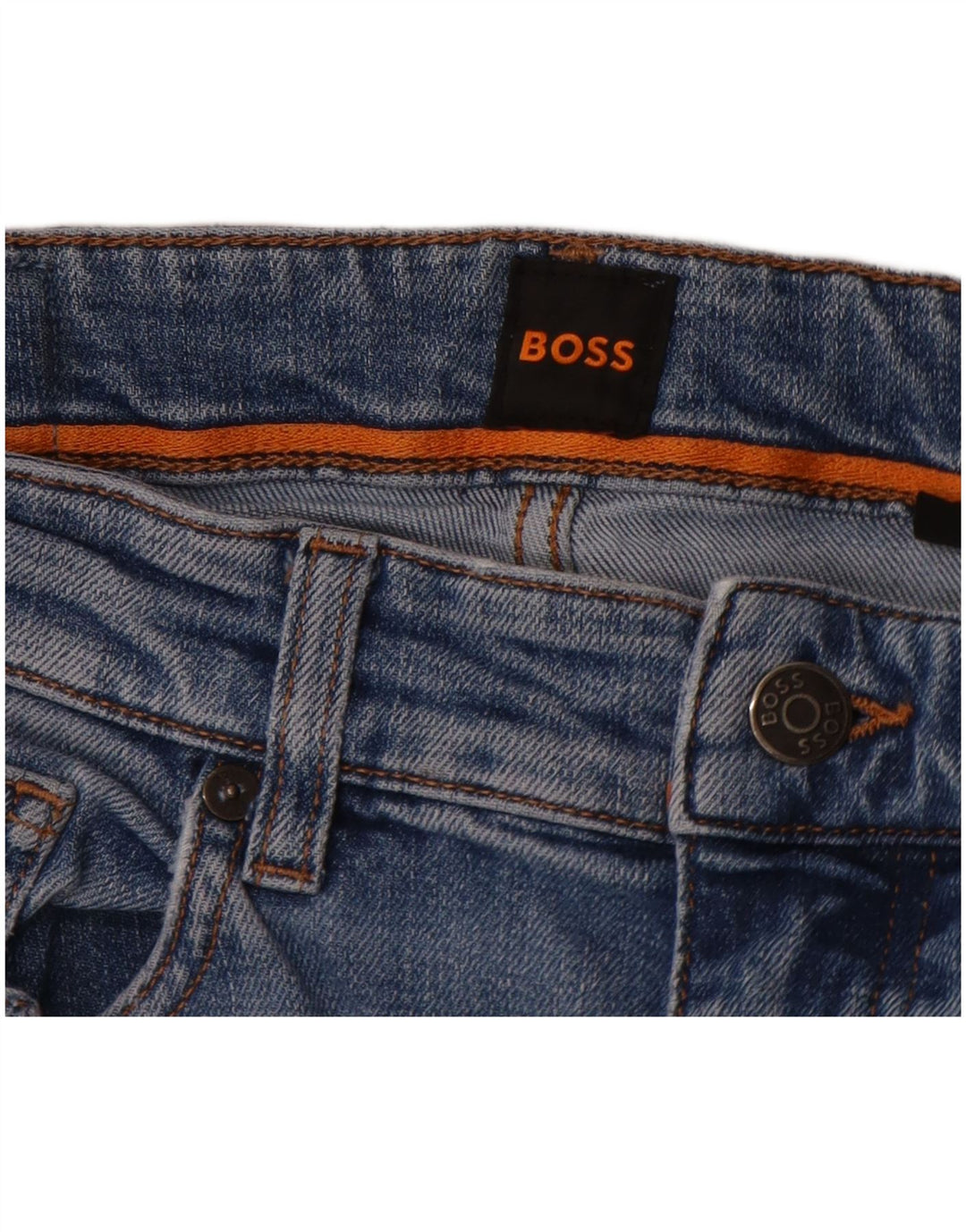 Hugo Boss Hombre Vaqueros Slim Desgastados W32 L32 Algodón Azul