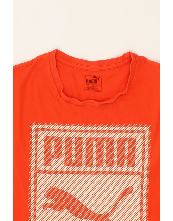 PUMA Mens Graphic T-Shirt Top Large Orange Vintage Puma and Second-Hand Puma from Messina Hembry 