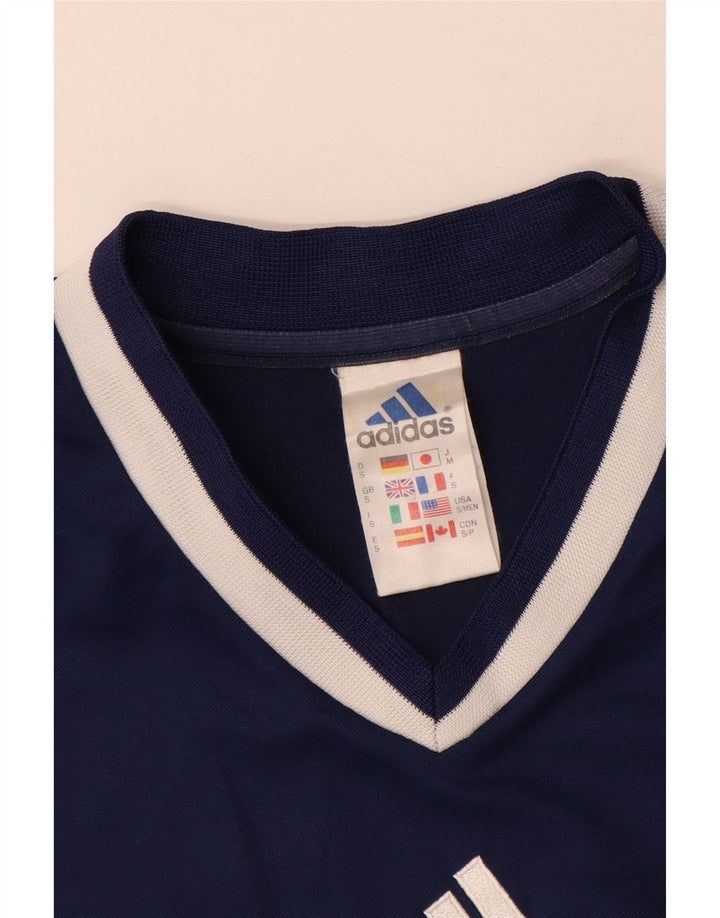 Adidas Mens Climalite Camiseta Top Pequeño Azul Marino Colorblock Poliéster