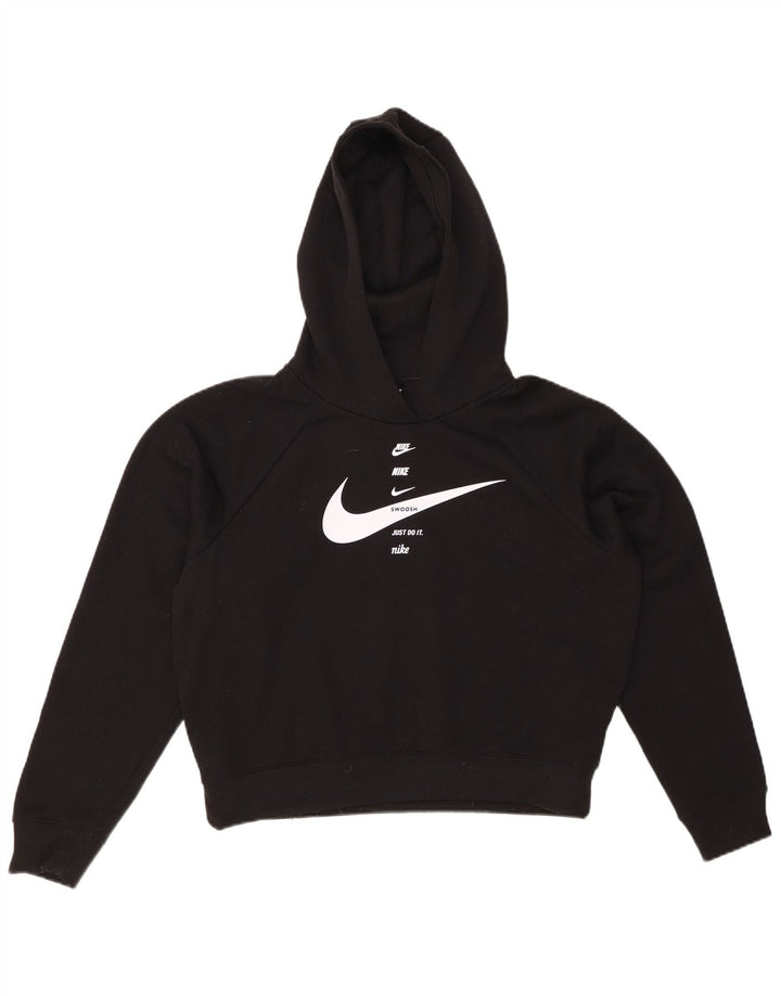 NIKE Sudadera con capucha gráfica extragrande Swoosh para mujer UK 10 Small Black