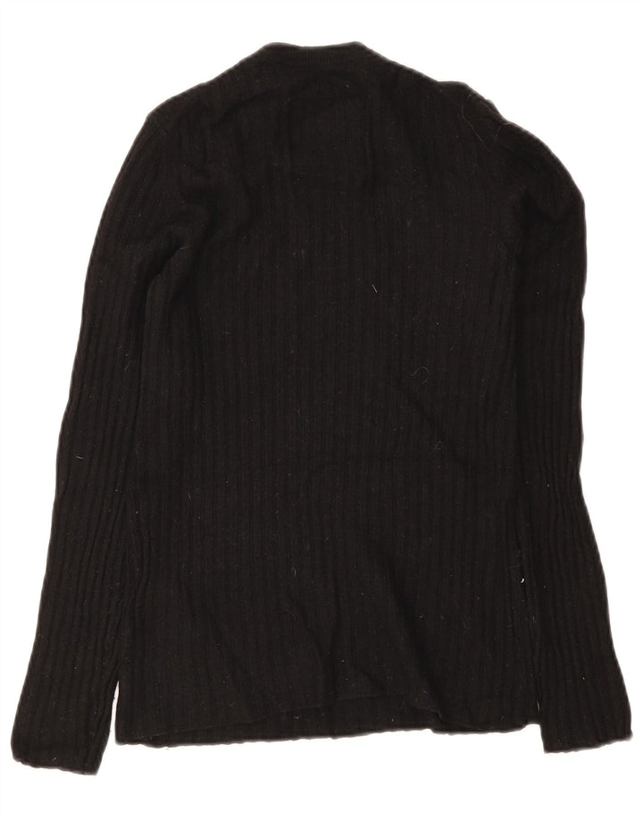 Superdry Jersey de cuello redondo para mujer, talla 8, talla pequeña, lana negra