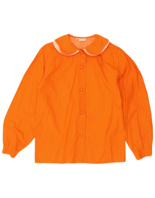 Camisa Benetton Mujer ES 40 XL Algodón Moteado Naranja