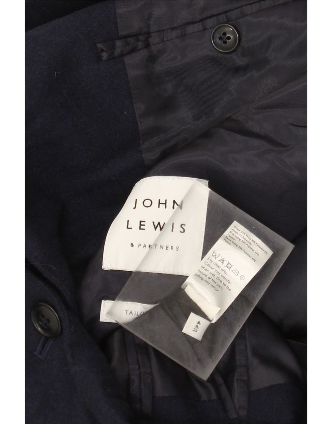John Lewis Chaqueta tipo blazer de 2 botones para hombre UK 44 2XL Lana azul marino