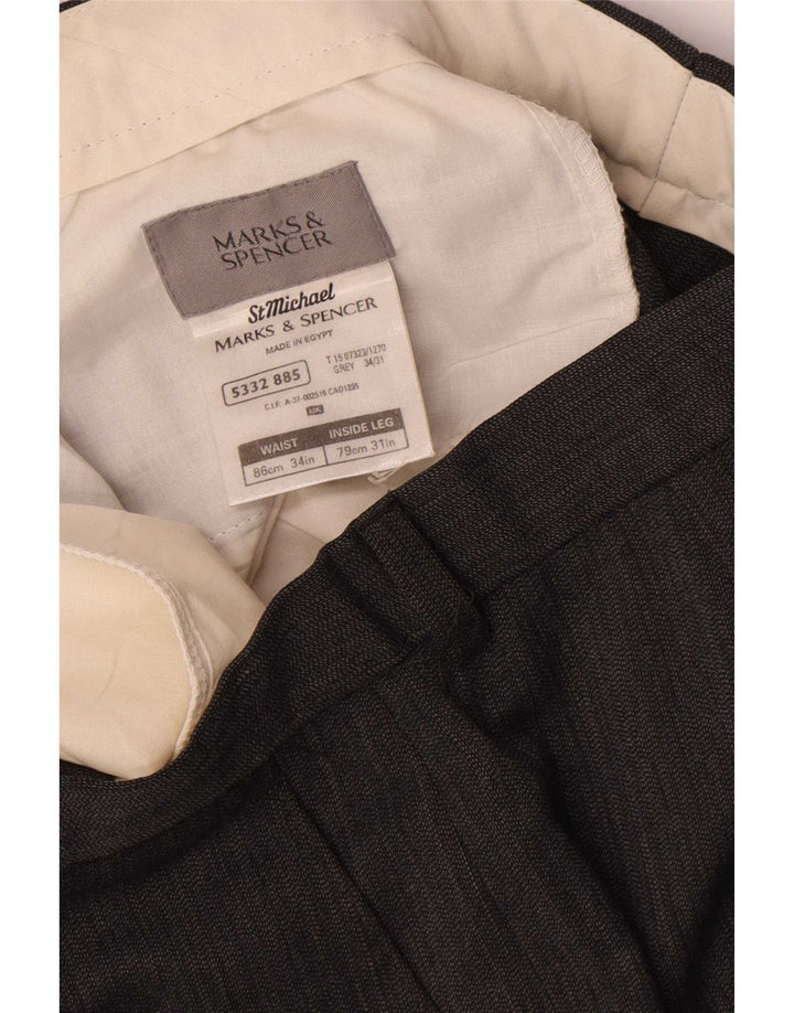 Marks & Spencer Pantalones chinos rectos para hombre W34 L31 Poliéster gris