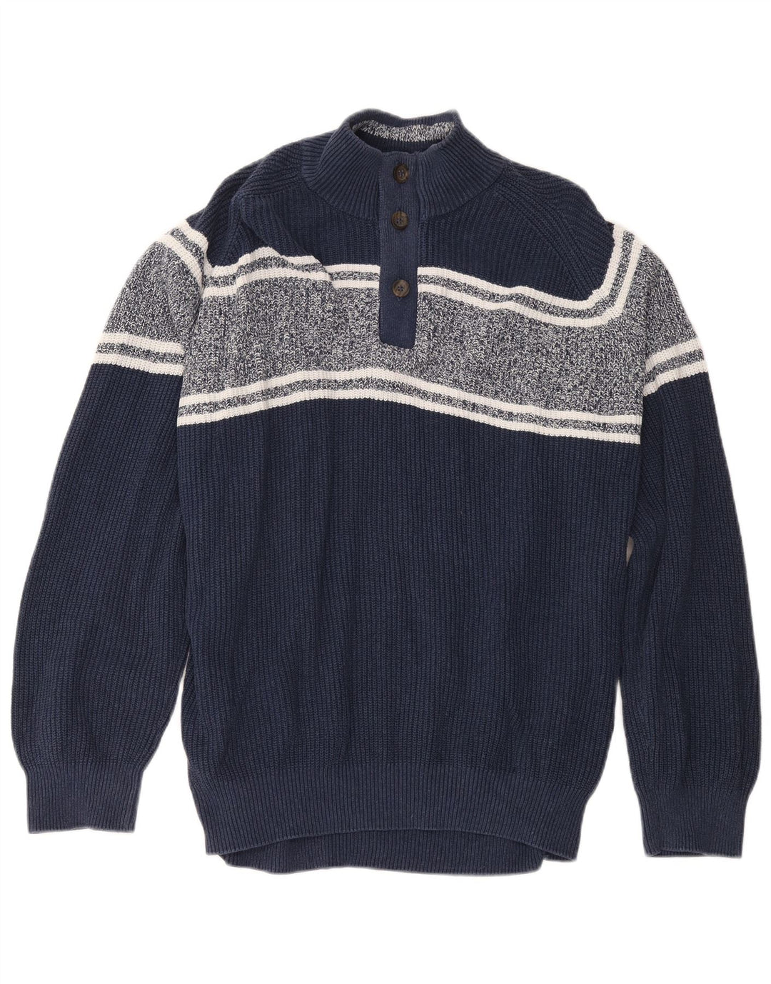 Marks & Spencer Jersey con cuello y botones para hombre, talla 2XL, color azul marino