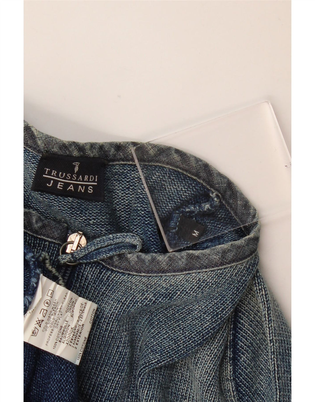 Trussardi Jeans Cárdigan de manga corta para mujer, talla 40, color azul medio