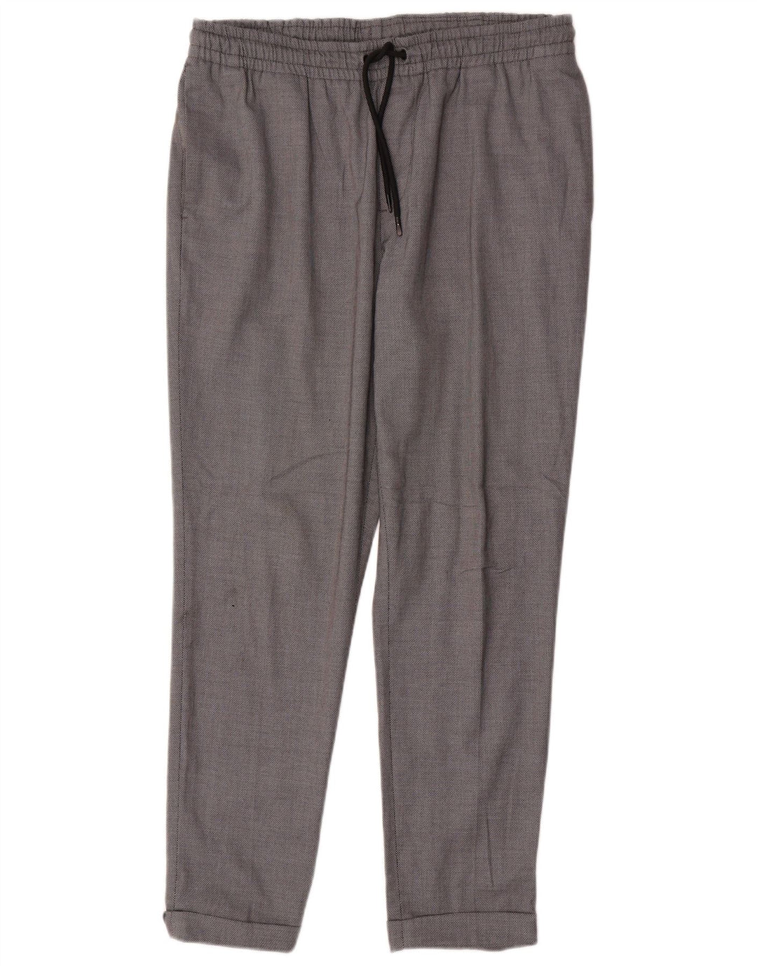 Zara Mujer Slim Chino Pantalón Grande W32 L28 Poliéster Gris