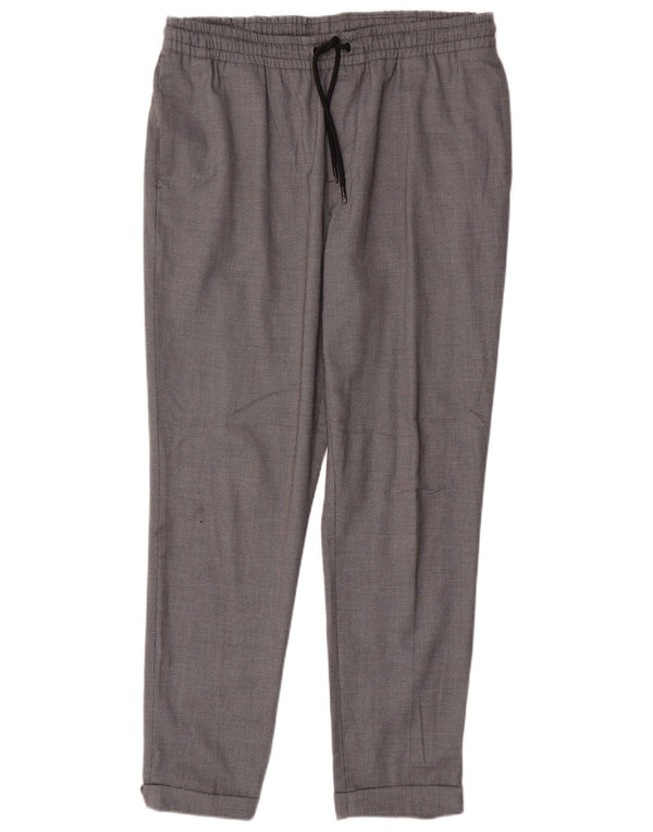 Zara Mujer Slim Chino Pantalón Grande W32 L28 Poliéster Gris