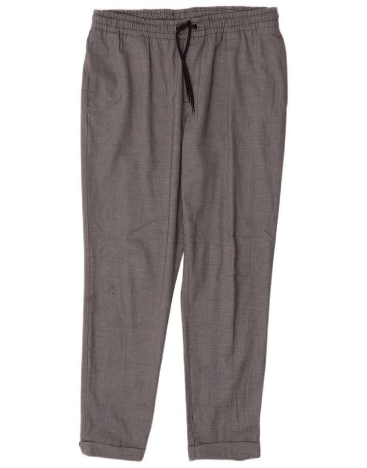 Zara Mujer Slim Chino Pantalón Grande W32 L28 Poliéster Gris