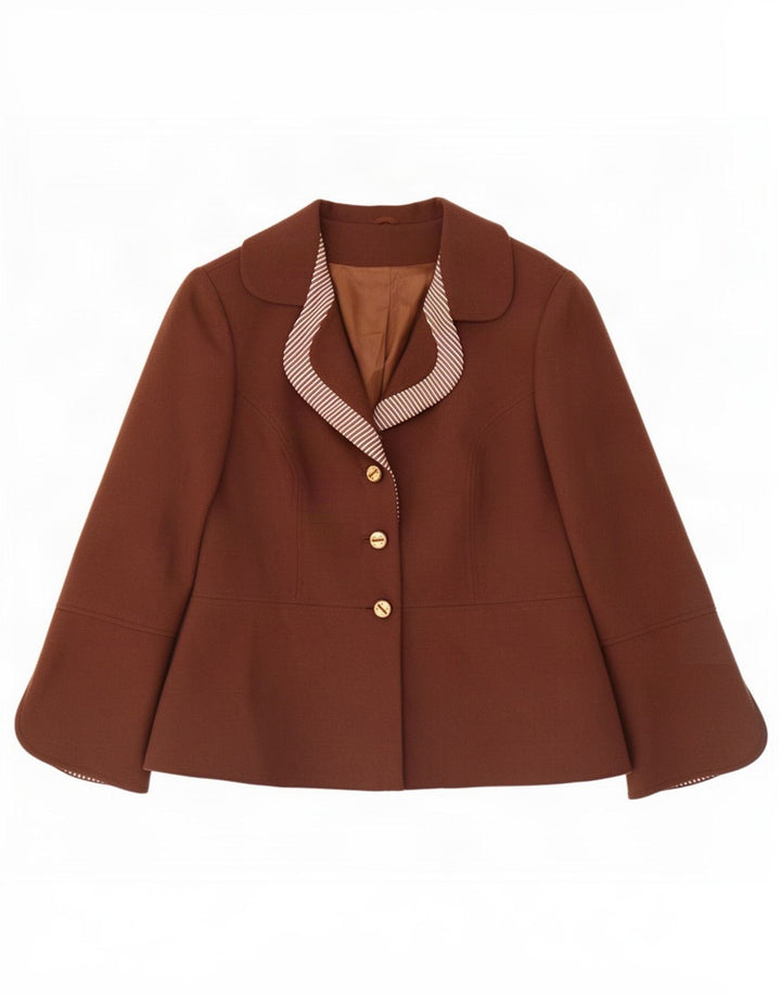Vintage mujer 3 botones Blazer chaqueta IT 50 XL marrón