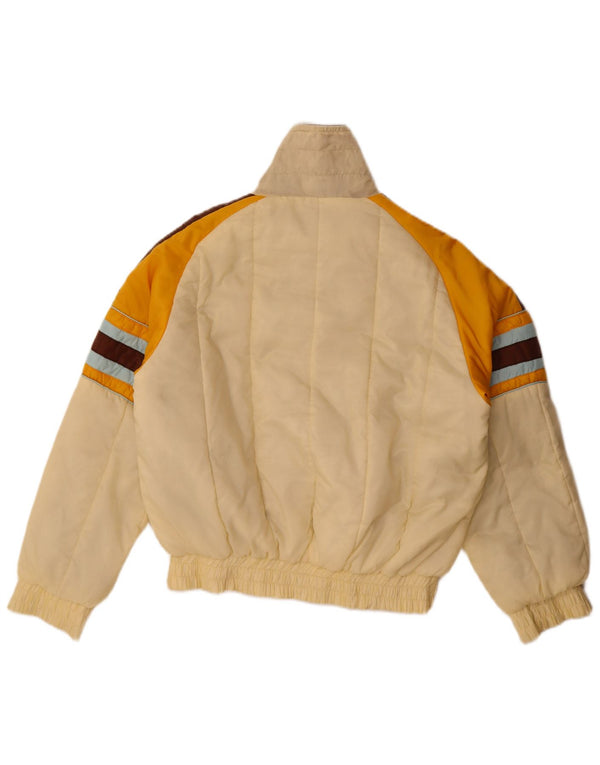 Vintage hombres chaqueta acolchada Reino Unido 40 grande beige colorblock nylon
