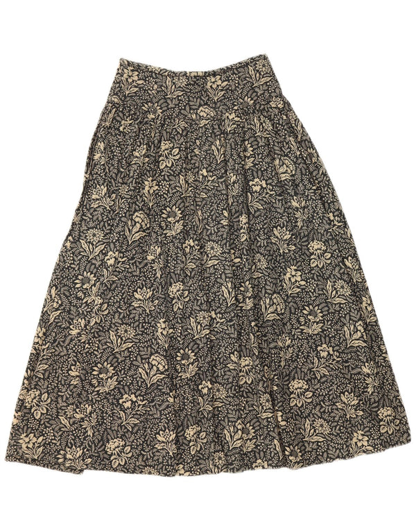 Byblos Falda acampanada de cintura alta para mujer IT 40 Small W26 Algodón floral negro