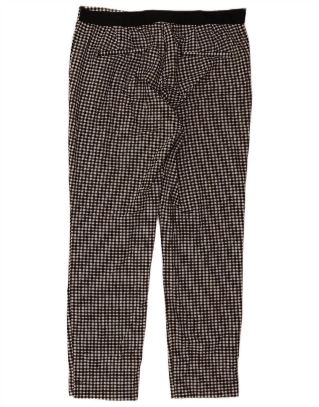 Zara Mujer Pantalón Chino Slim XL W32 L27 Poliéster Vichy Negro