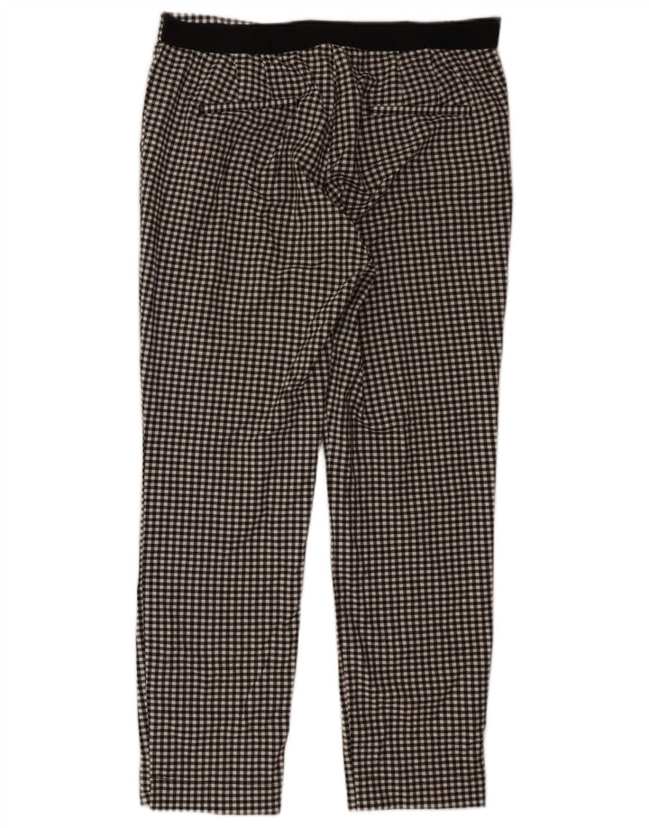 Zara Mujer Pantalón Chino Slim XL W32 L27 Poliéster Vichy Negro