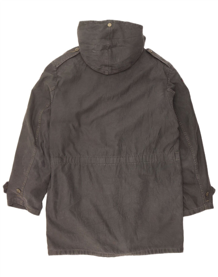 Vintage hombres con capucha Parka chaqueta Reino Unido 38 gris medio