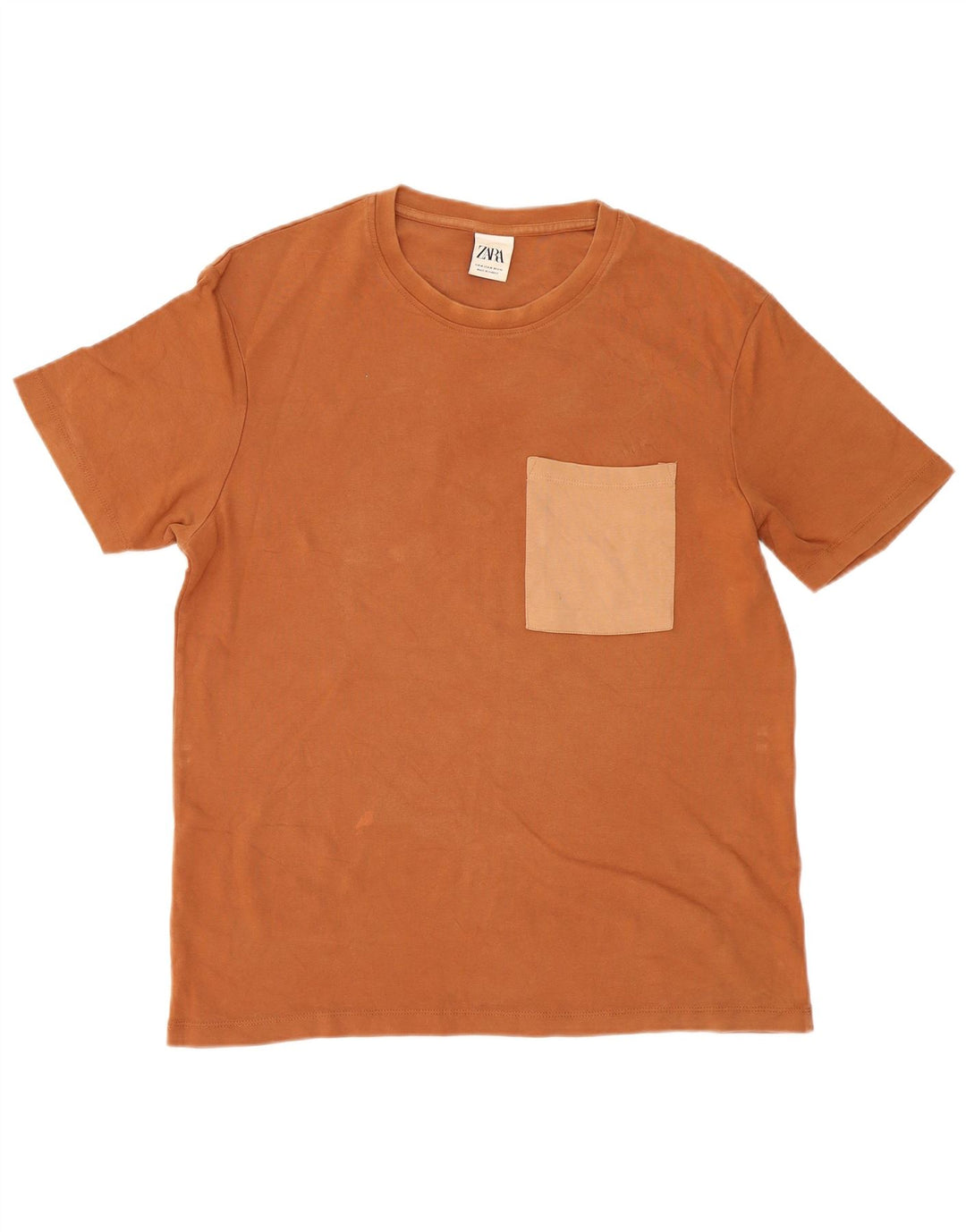 Zara Hombre Camiseta Top Marrón Medio