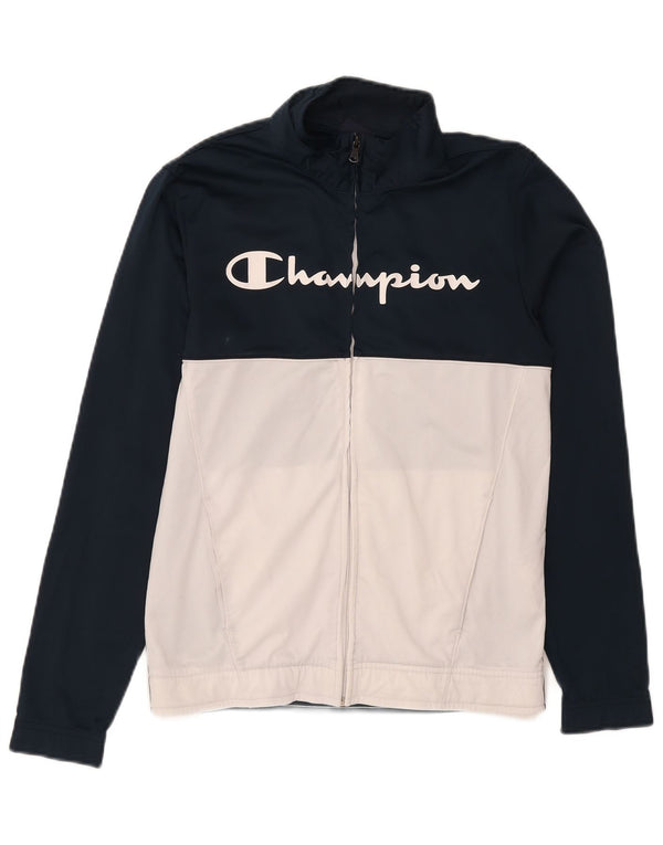 Champion Mens Graphic Tracksuit Top Jacket Small Navy Blue Colourblock
