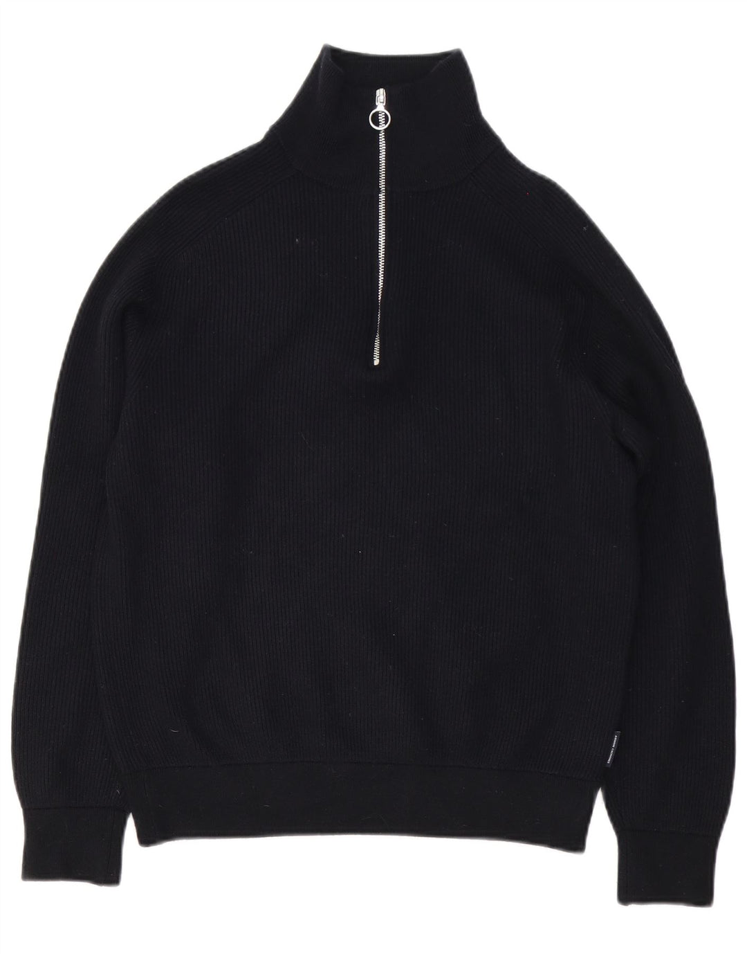 Armani Exchange Jersey con cuello y cremallera para hombre, talla grande, algodón negro
